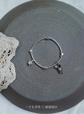 一十七原创设计追星可爱女银手镯