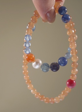 【断虹霁雨】天然水晶原创设计日光石堇青石海蓝宝珍珠蓝晶石