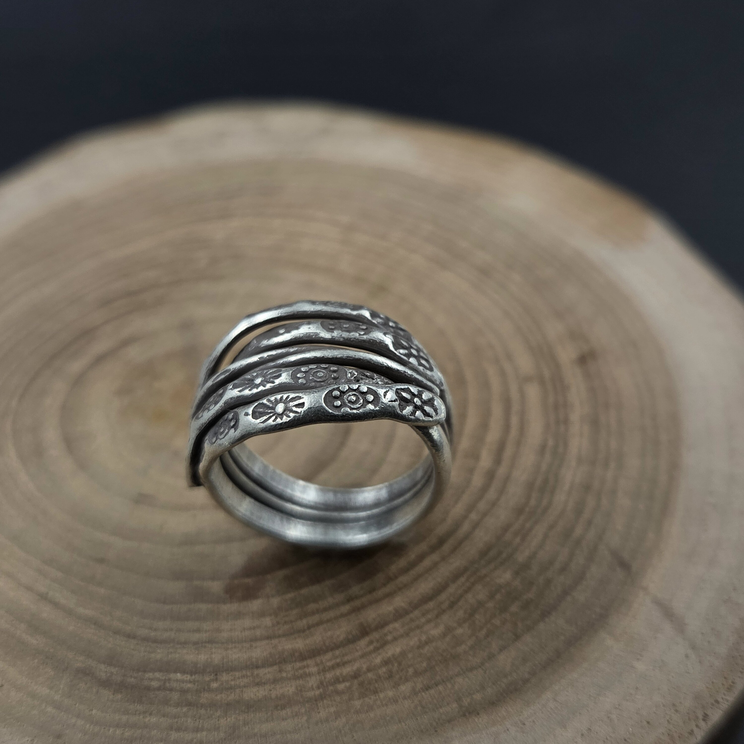 Made in Thailand, Nanzhu, Chiang Mai handmade silver ring, solid silver geometric line index finger ring