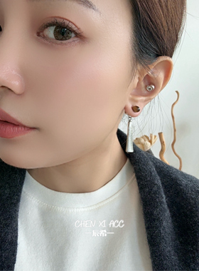 「时光」虎眼石复古前后两戴小众设计款耳饰耳环耳钉238
