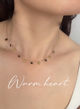 暖心/欧美风高级感项链钛钢女拼色锆石镶嵌轻奢设计感锁骨链信物