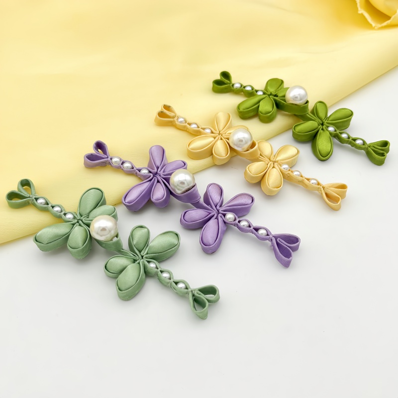 旗袍盘扣手工编织蜻蜓珍珠填包花扣新中式汉服唐装古典纽扣装饰扣 - 图0