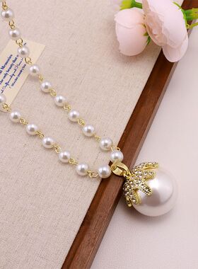 欧美夸张大气人造珍珠毛衣链女