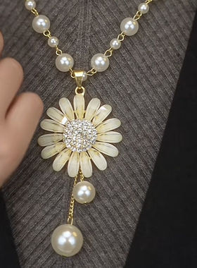 气质时尚太阳花毛衣链长款项链女