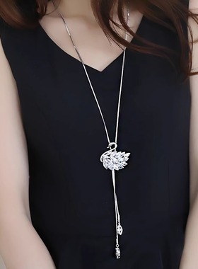 天鹅毛衣链女长款挂件项链装饰品