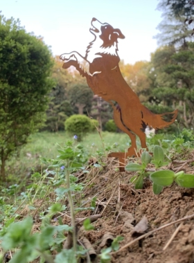 做旧铁艺边牧剪影花园插牌金属狗狗造型装饰摆件户外庭院地插