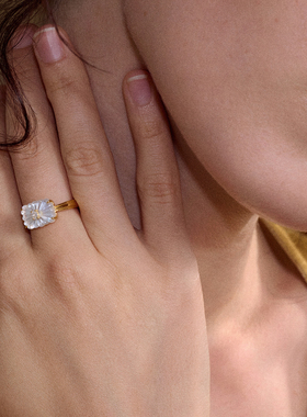 《Lumière·缎光》ROUSY新品复古设计简约百搭白水晶纯银戒指女