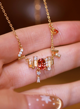 小众设计感银镀金节日项链