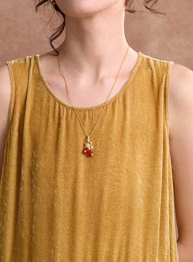 《圣诞浆果》复古设计高级感精致小众红玛瑙镀金毛衣链项链女
