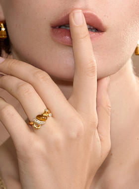 《收藏家：鎏金包》复古设计感百搭气质小众精致虎眼石戒指环女