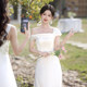 Bridesmaid dress champagne color satin sister dress 2025 new Korean wedding bestie dress is beautiful and can be worn everyday