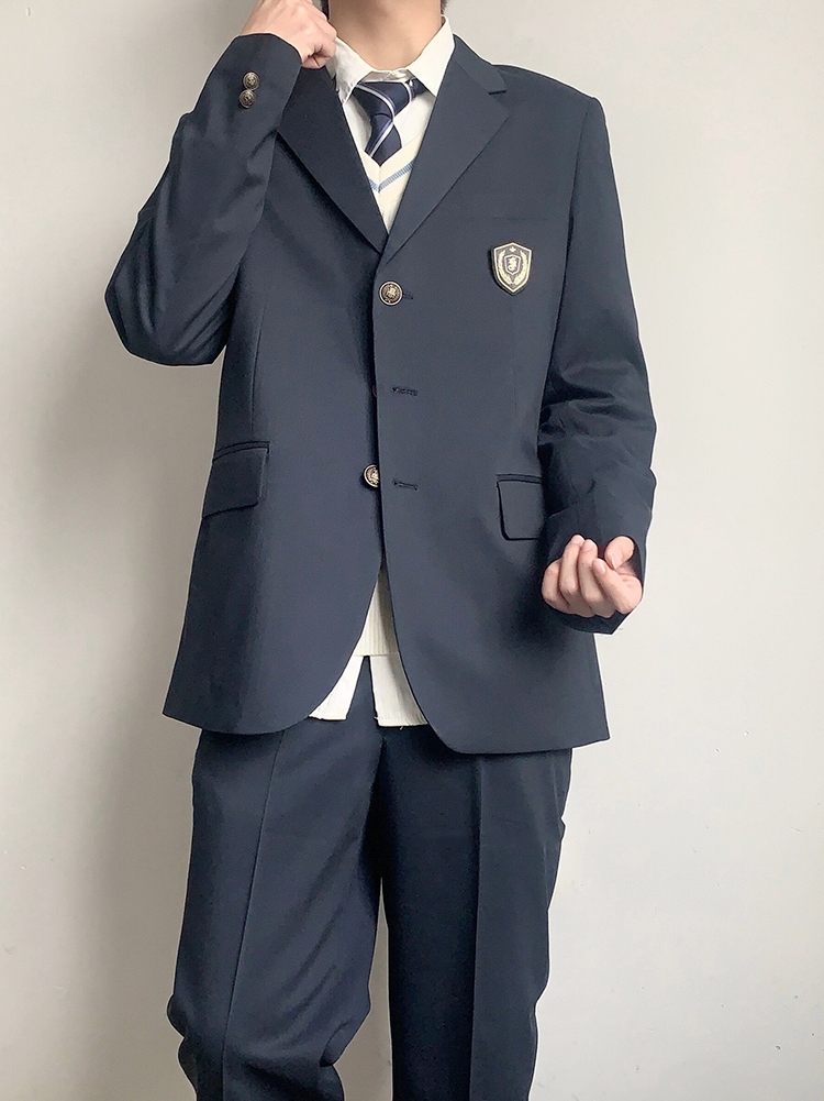 木村叔dk原创春秋季灰色西服外套男士日系制服学生西装黑色长裤子 - 图0