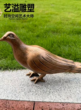 不锈钢电镀古铜色小鸟庭院摆件
