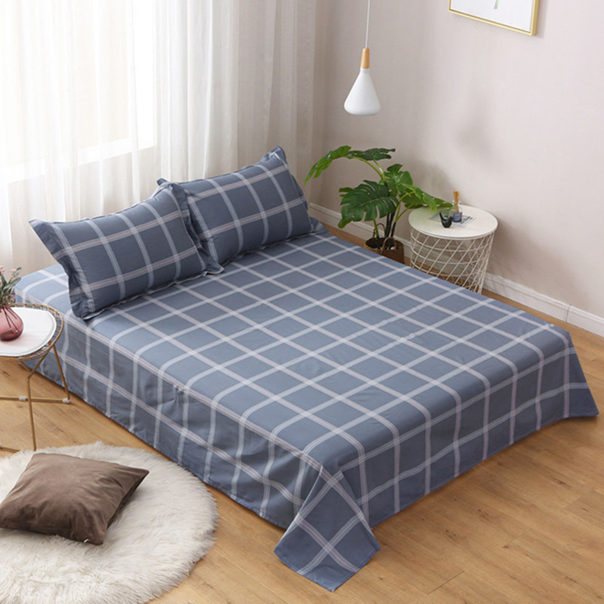 新疆棉100%全棉斜纹单独双人床单枕套三件套纯棉宿舍裸睡四季通用