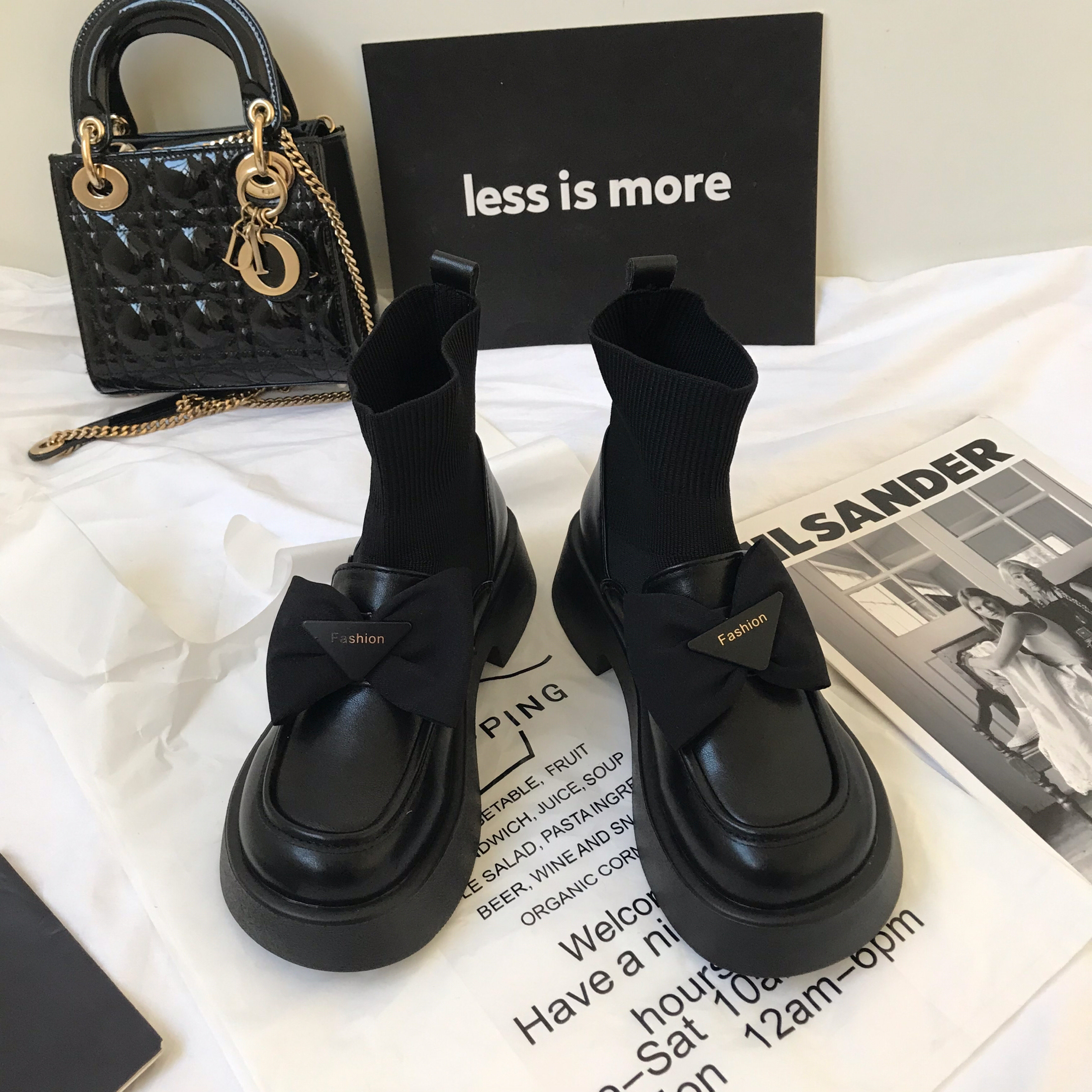 厚底马丁靴女英伦风连袜靴小皮鞋2025年秋季新款瘦瘦短靴子ins潮,淘宝优惠券,粉丝福利购,淘宝优惠卷