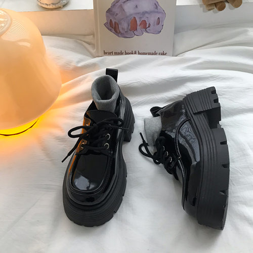 小sun家 黑色厚底百搭小皮鞋女2025秋季chic复古英伦日系jk单鞋子 - 图0