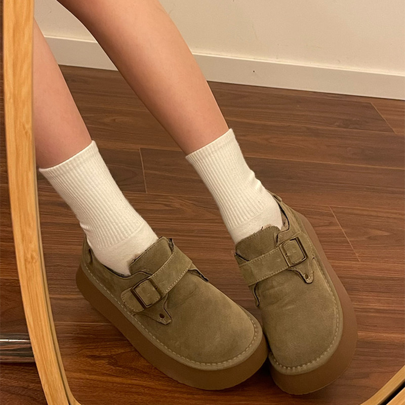 厚底加绒豆豆勃肯鞋女2025年新款秋季乐福鞋博肯棉鞋子雪地靴子潮,淘宝优惠券,粉丝福利购,淘宝优惠卷