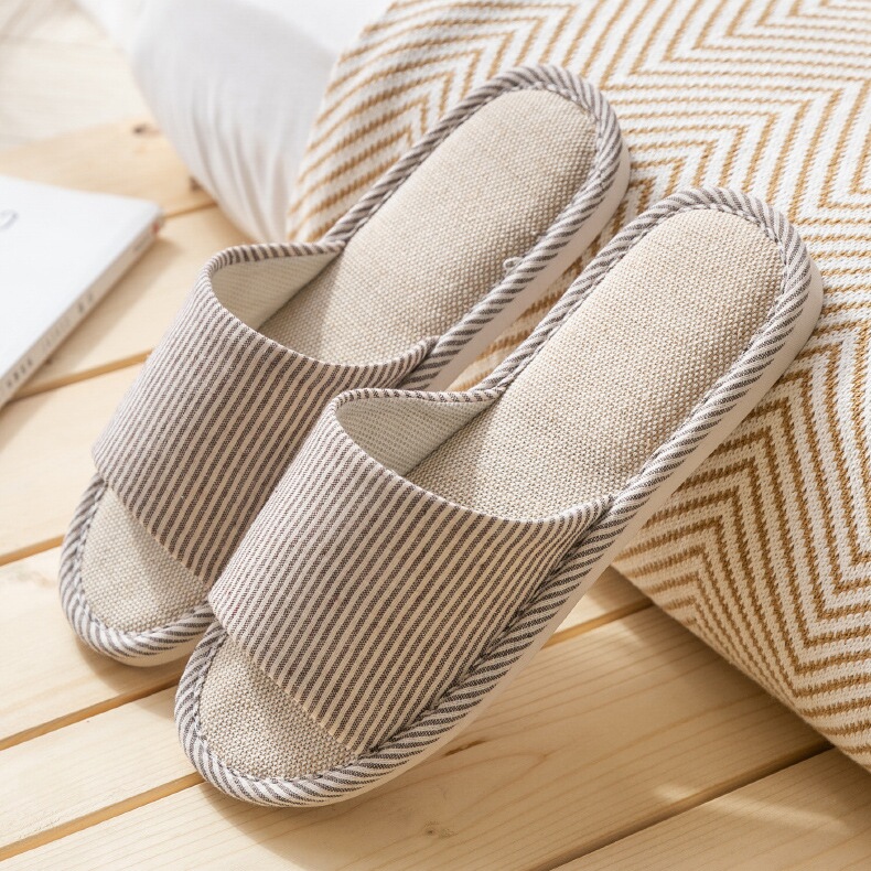 新款四季棉麻拖鞋女室内居家木地板防滑静音透气吸汗防臭凉拖鞋男 - 图1