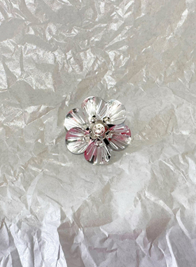 原创手作银色丝带水晶鞋鞋花珍珠串珠宝石少女ins洞洞鞋鞋扣套装