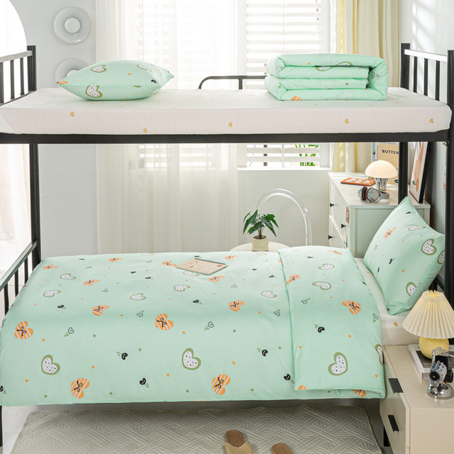 13070 Student dormitory three-piece single bed sheet quilt cover pure cotton six-piece student bedding 0.9