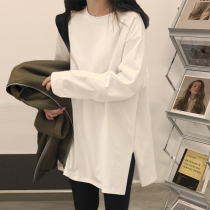 White slats undershirt female inner lap necropolis with velvety spring autumn winter 2023 years long length sleeves T-shirt loose blouse