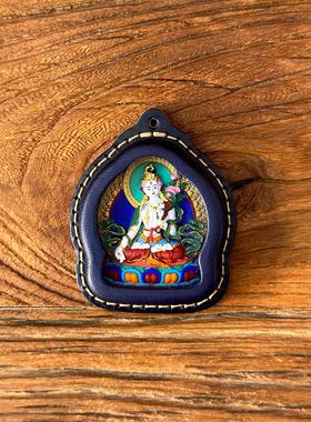 项链白度母立体唐卡擦擦西藏手绘