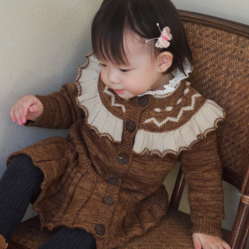 ZOYEMO女童秋冬复古波仔针织百褶裙开衫棉线外套,淘宝优惠券,粉丝福利购,淘宝优惠卷