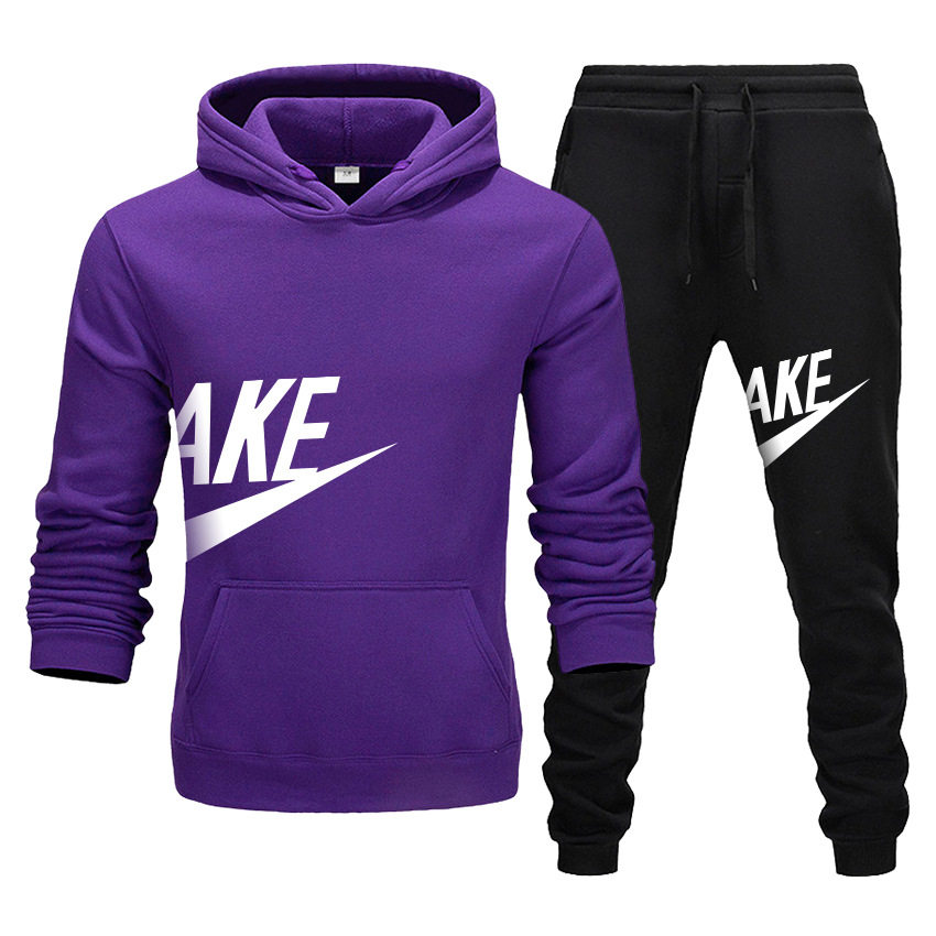运动套装男卫衣秋季印花连帽套头两件套男士休闲训练服套装慢跑服,淘宝优惠券,粉丝福利购,淘宝优惠卷