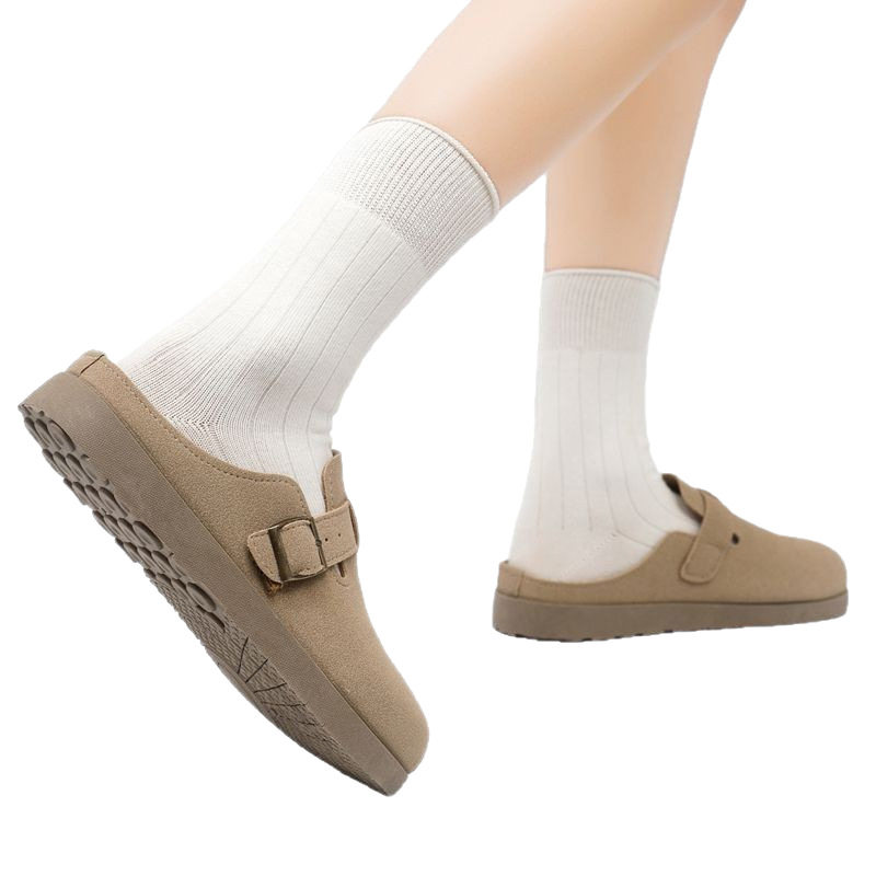 女士半拖勃肯鞋女2025新款豆豆乐福鞋平底防滑软底女鞋,淘宝优惠券,粉丝福利购,淘宝优惠卷