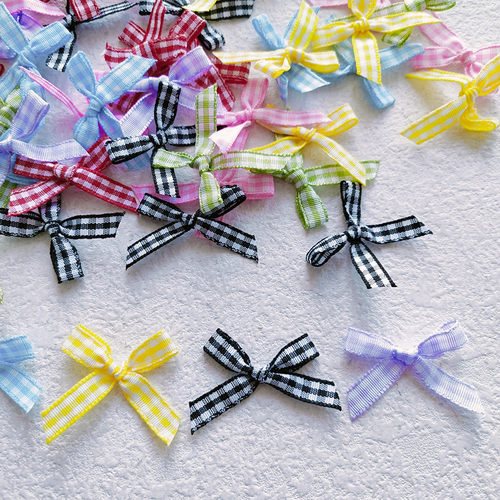 7mm格子带手打蝴蝶结半成品 手工diy应援扇棒装饰材料配件F330 - 图1