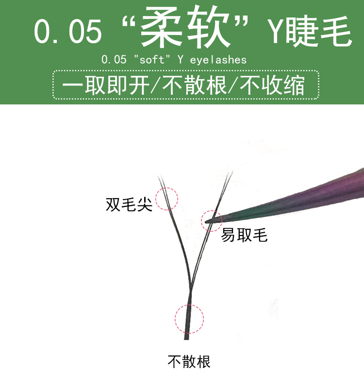 0.05Y型睫毛嫁接爱情网编织美睫店专用yy不散根柔软开花假眼睫毛 - 图0