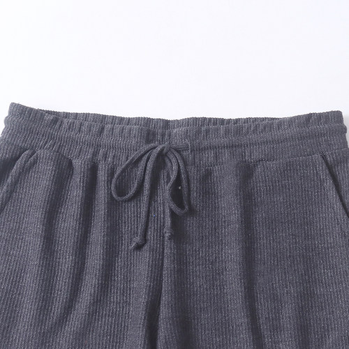 U8956外贸欧美单女士休闲短裤春季新款松紧腰纯色宽松阔腿五分裤 - 图0