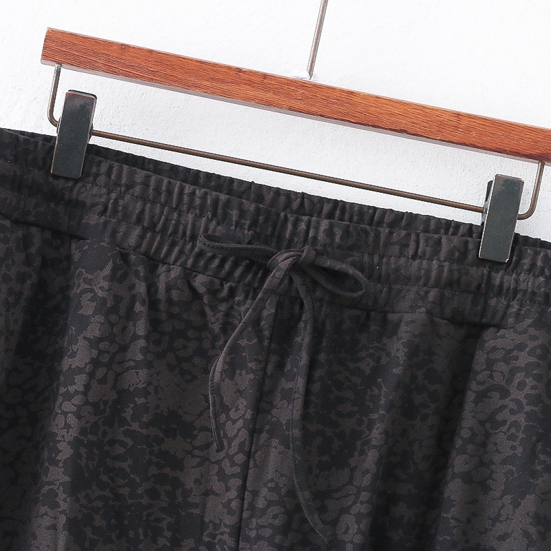 外贸欧美单复古印花休闲运动裤新款松紧腰宽松束脚时尚女士长裤