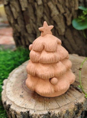 红陶圣诞老人花盆复古做旧多肉绿植盆红陶花盆摆件杂货