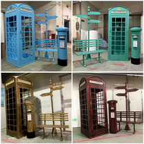 Retro red phone kiosk Large soft fit swing piece Inlan industrial wind decoration props Retro custom European-style models