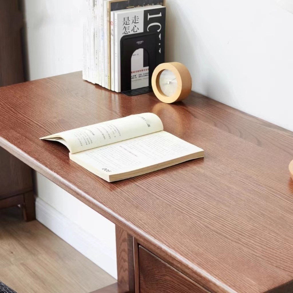 全实木红橡木书桌带抽屉大容量现代简约学习桌写字电脑桌柜子组合,淘宝优惠券,粉丝福利购,淘宝优惠卷