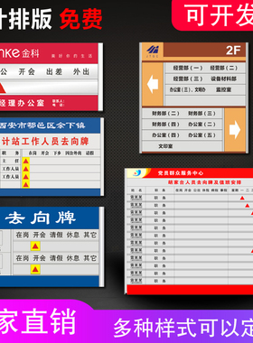 去向牌铝合金定制工作人员去向牌可更换工作岗位表烤漆印字科室牌