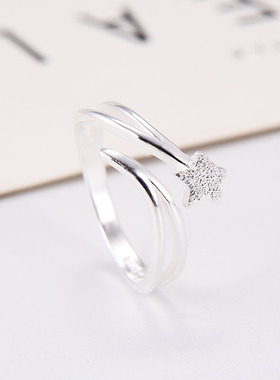 纯银时尚风磨砂开口学生关节尾戒