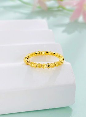 足金999蹦迪珠戒指碎碎金转运珠戒子碎金子黄金指环计价生日礼物