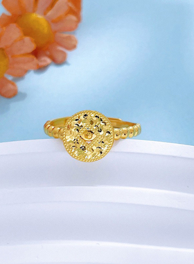 足金999碎碎冰钱币黄金戒指