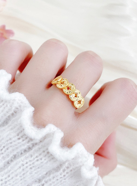 足金999五帝钱币黄金戒指