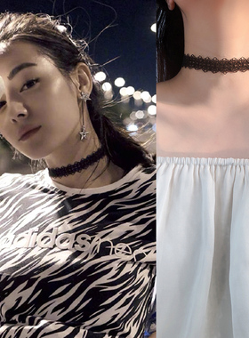 s925纯银明星同款超仙蕾丝颈链choker项链女气质锁骨链项圈百搭潮