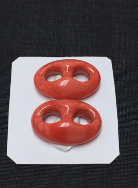 七宝珊瑚：可爱圈圈，整料雕刻，重2.42克