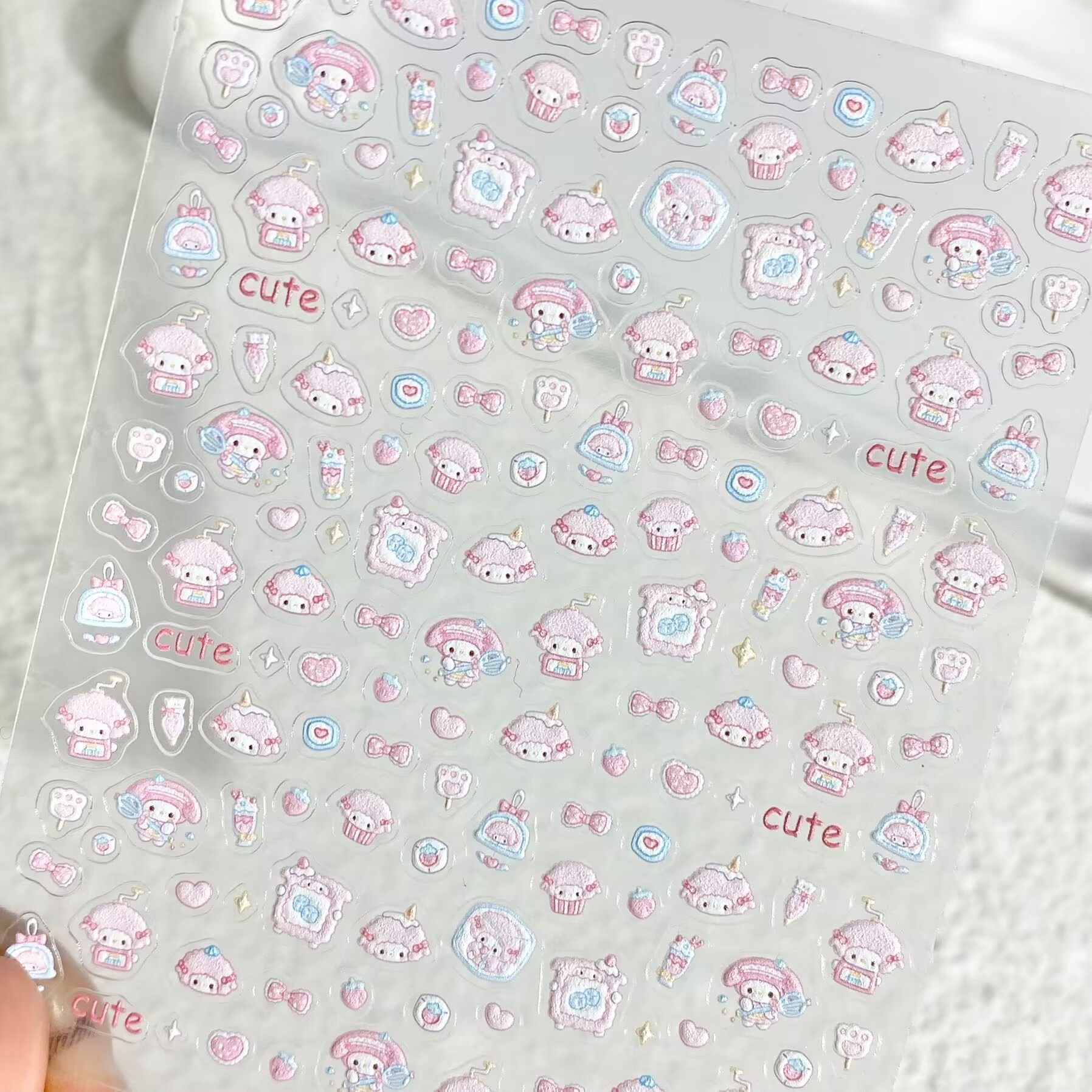 可爱三丽鸥皮安诺piano小羊浮雕美甲贴纸少女心手机壳diy装饰贴,淘宝优惠券,粉丝福利购,淘宝优惠卷