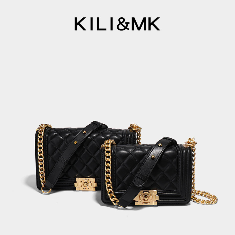 BOAT TAIL&CK轻奢小众高级感真皮菱格链条包包女式2025新款斜挎包,淘宝优惠券,粉丝福利购,淘宝优惠卷