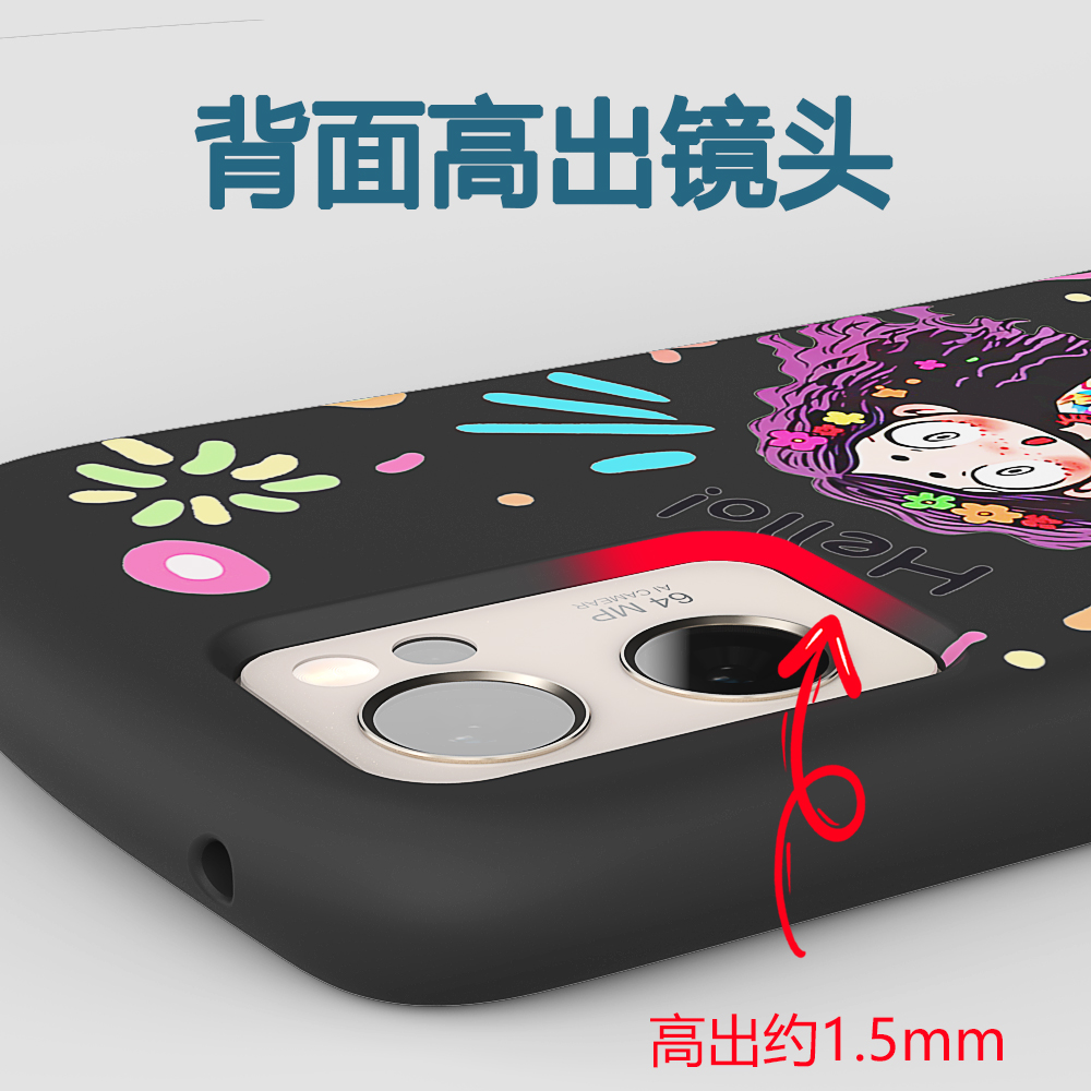 可爱涂鸦少女防摔专用新款小蛮腰适用OPPOReno5手机壳OPPO卡通Reno6Pro磨砂7硅胶8软5K全包5G曲面屏+不顶膜 - 图2