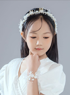 花环皇冠礼服头饰儿童女童发夹花童发箍公主女孩头花生日发饰发卡