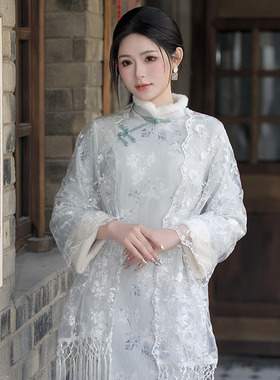 披肩外套旗袍复古蕾丝薄款网纱女