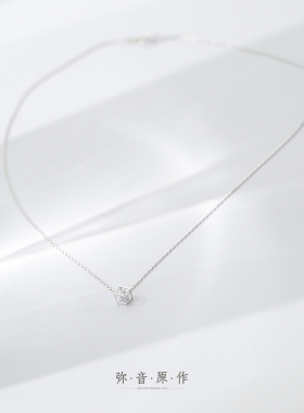 弥音原作立方体水钻锁骨链锆石