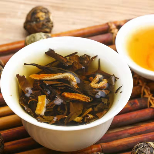 陈皮白茶龙珠茶球老寿眉贡眉茶枣香小玉饼圆球茶包500g木桶礼盒装 - 图2
